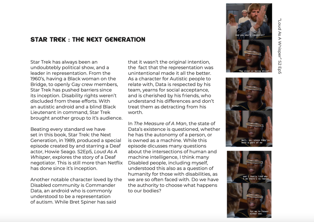 Image of a book page reviewing Star Trek